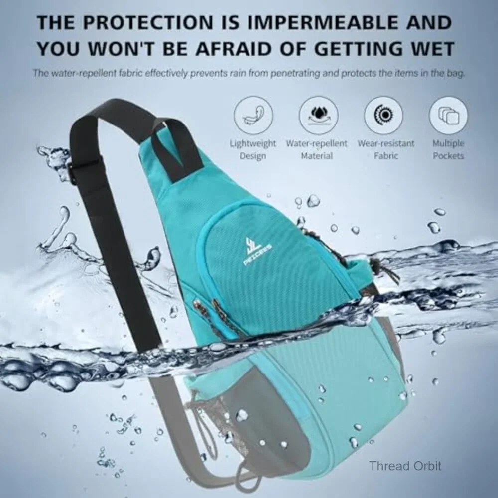 Small Sling Backpack with Water Bottle Holders, Adjustable Crossbody Bag for